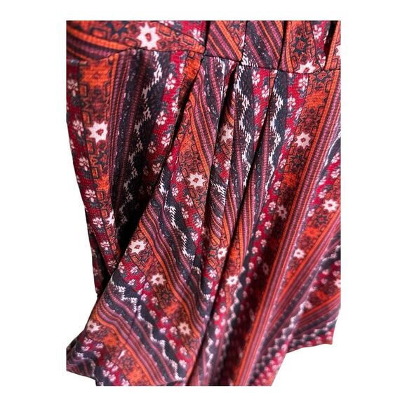 BCBG XS Midi Dress Surplice Draped Burgundy Boho Floral V Neck Halter Pockets - Picture 5 of 8